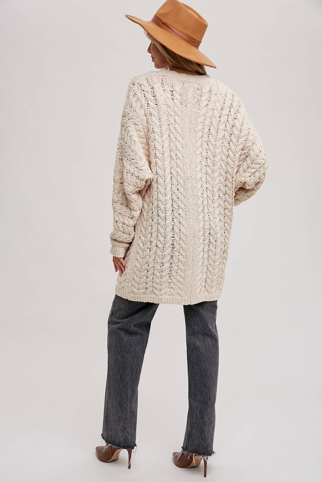 Natural Cable Sweater Cardigan