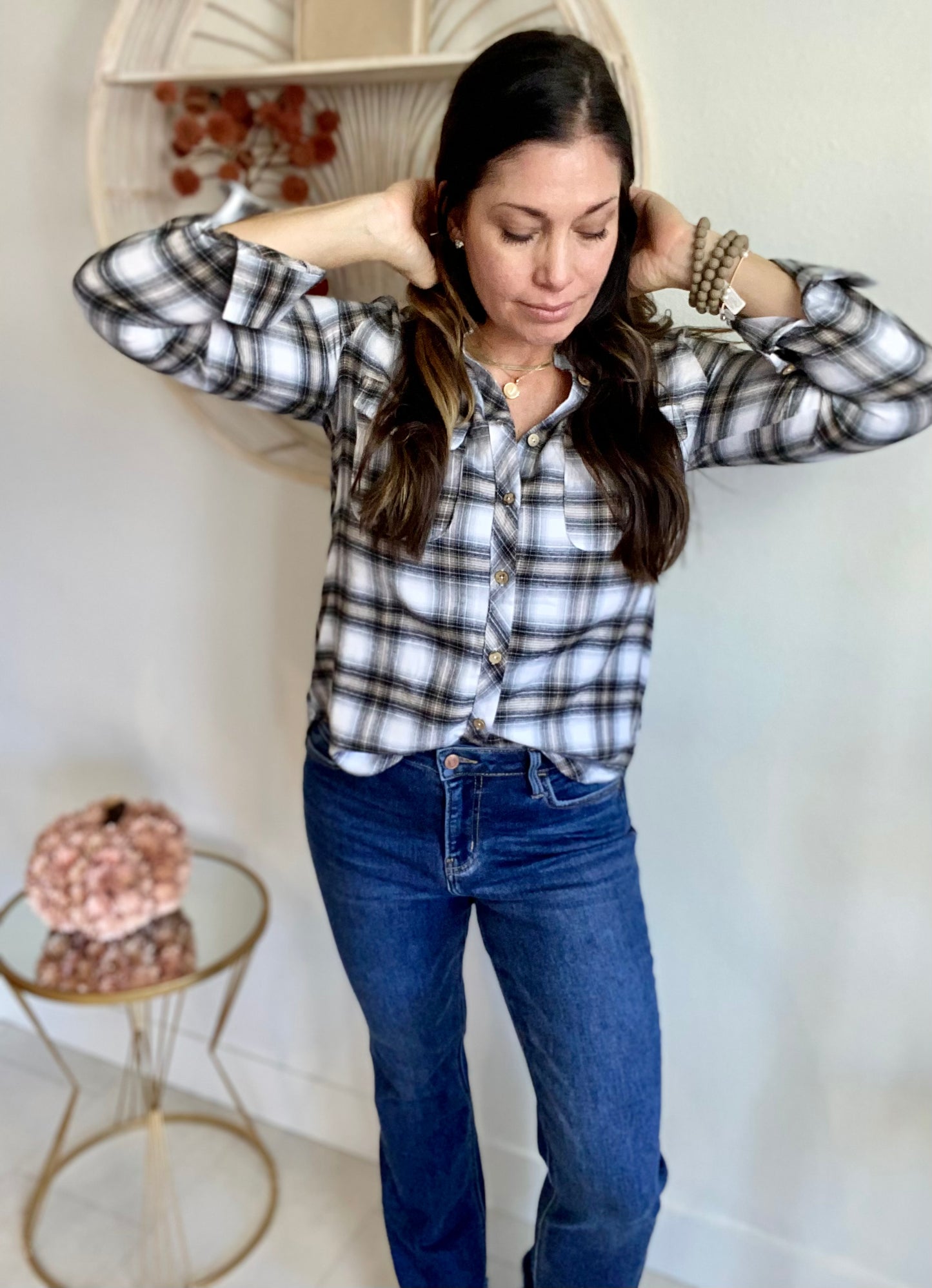 Ivory Plaid Button Shirt