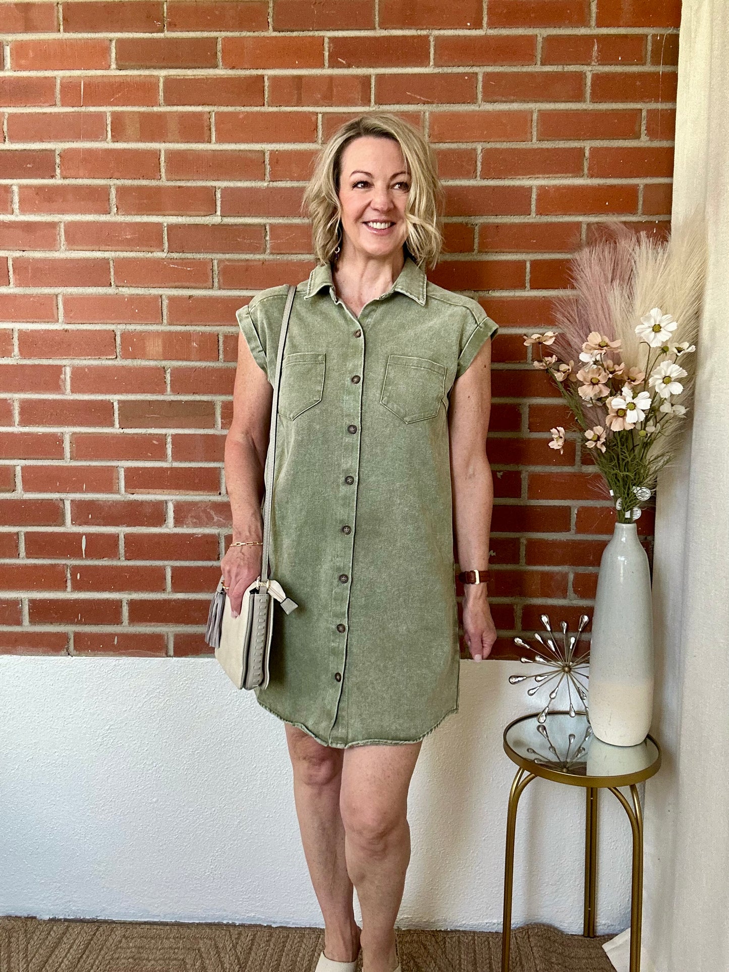 Olive Denim Dress