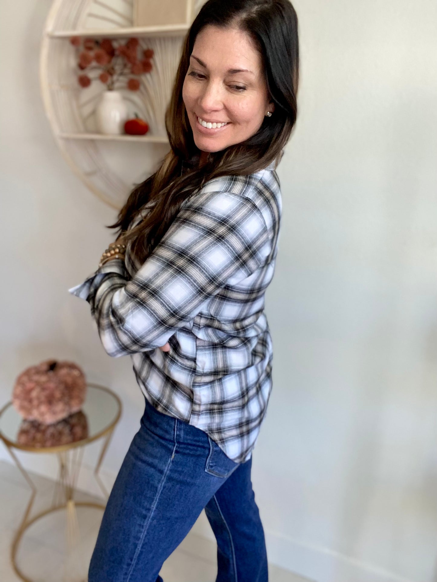 Ivory Plaid Button Shirt
