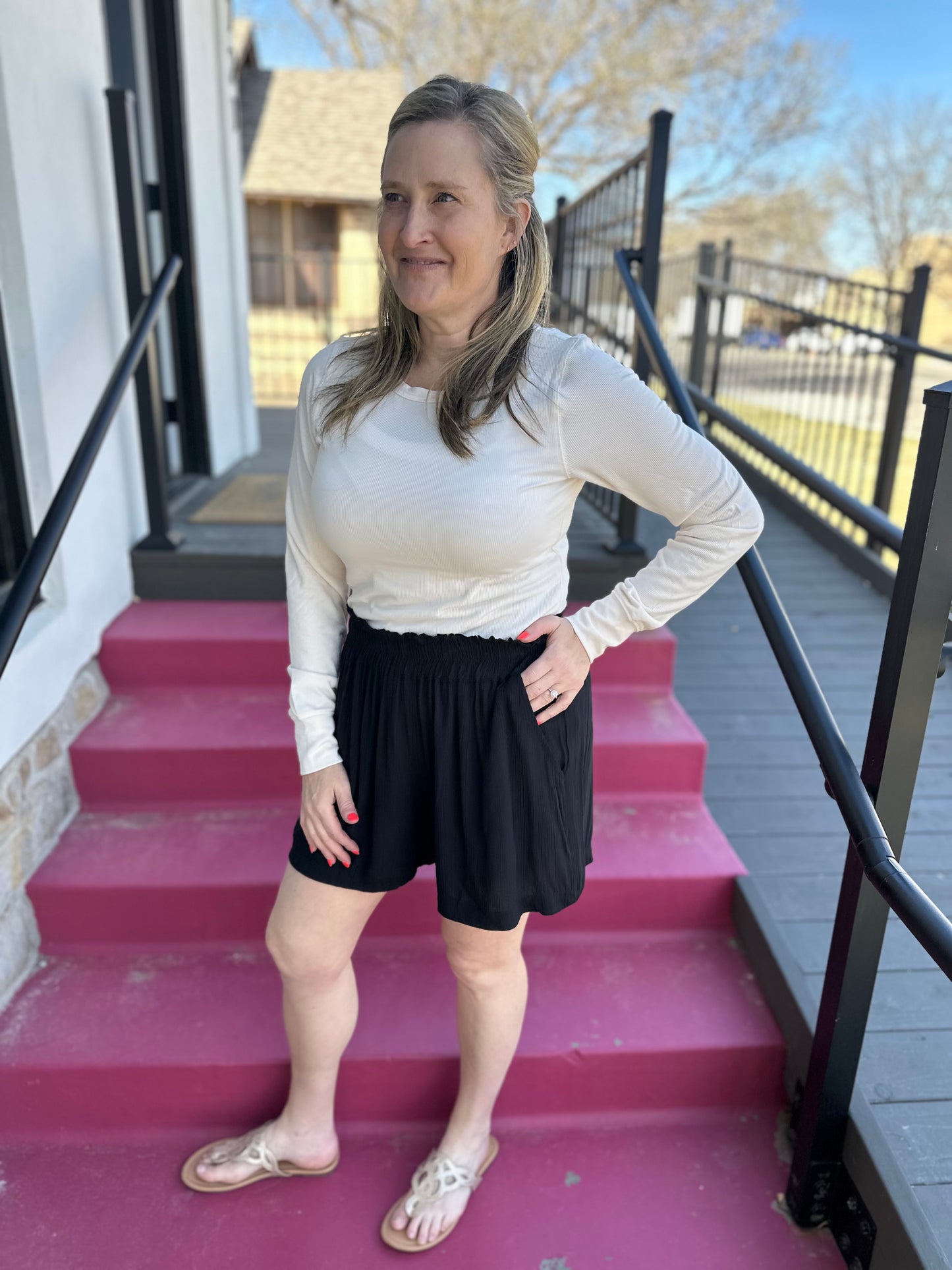 Stacy Long Sleeve Top -White Swan