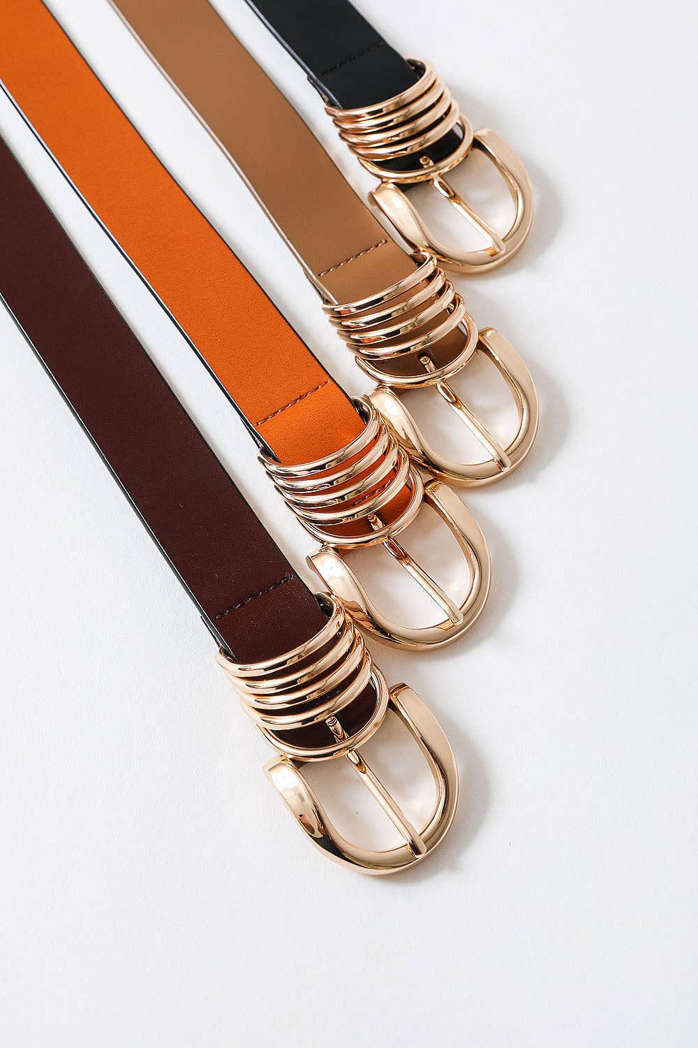 Gold Buckle Belt: Taupe and Black