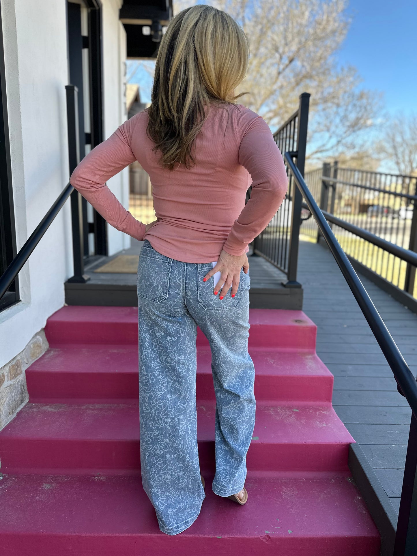 Stacy Long Sleeve Top - Washed Coral