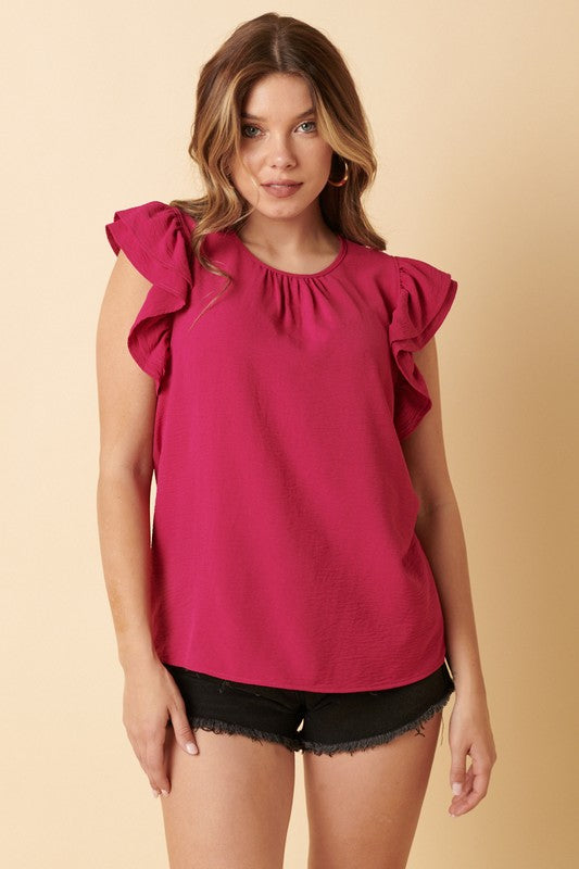 Classic Ruffle Blouse - Magenta