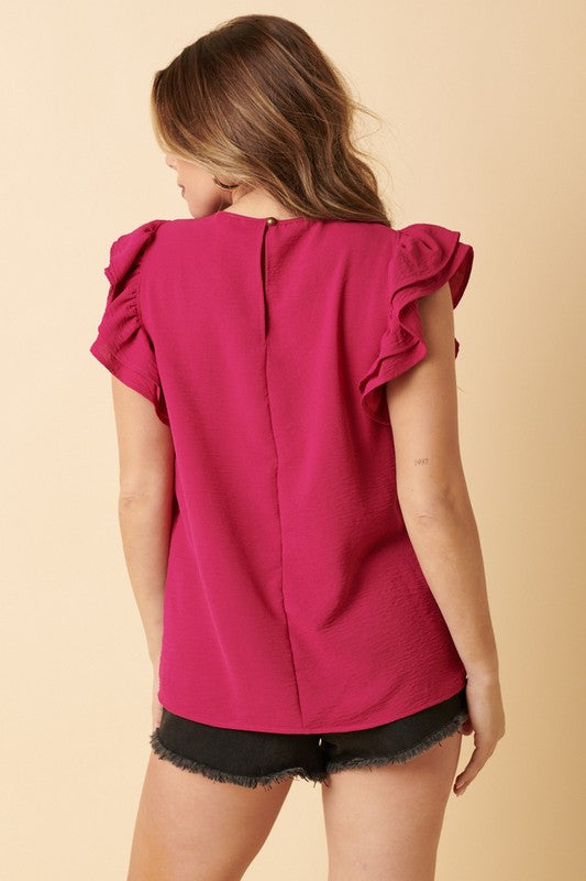 Classic Ruffle Blouse - Magenta