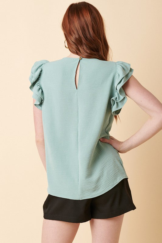 Classic Ruffle Blouse - Aloe
