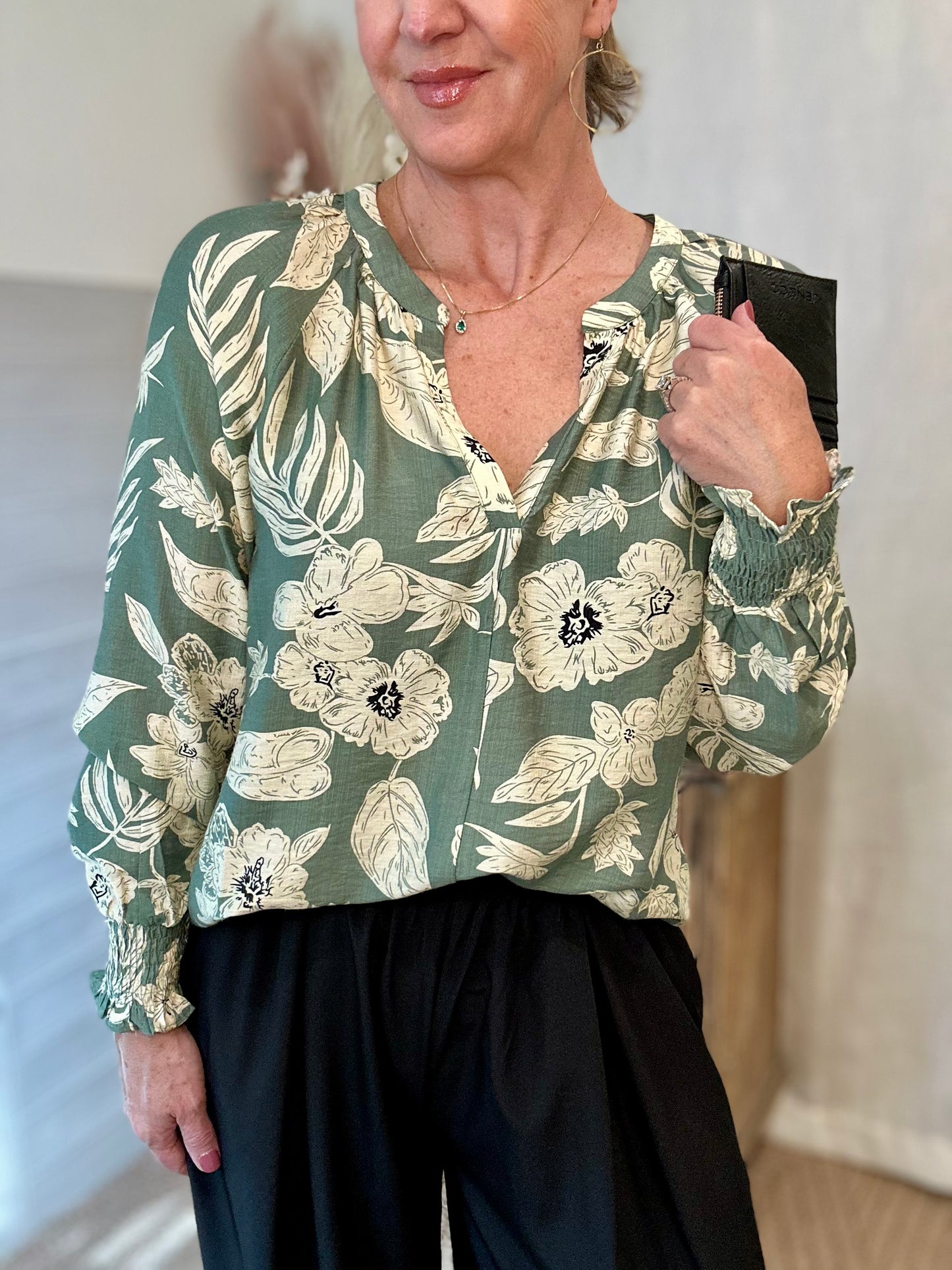 Sage Floral Blouse