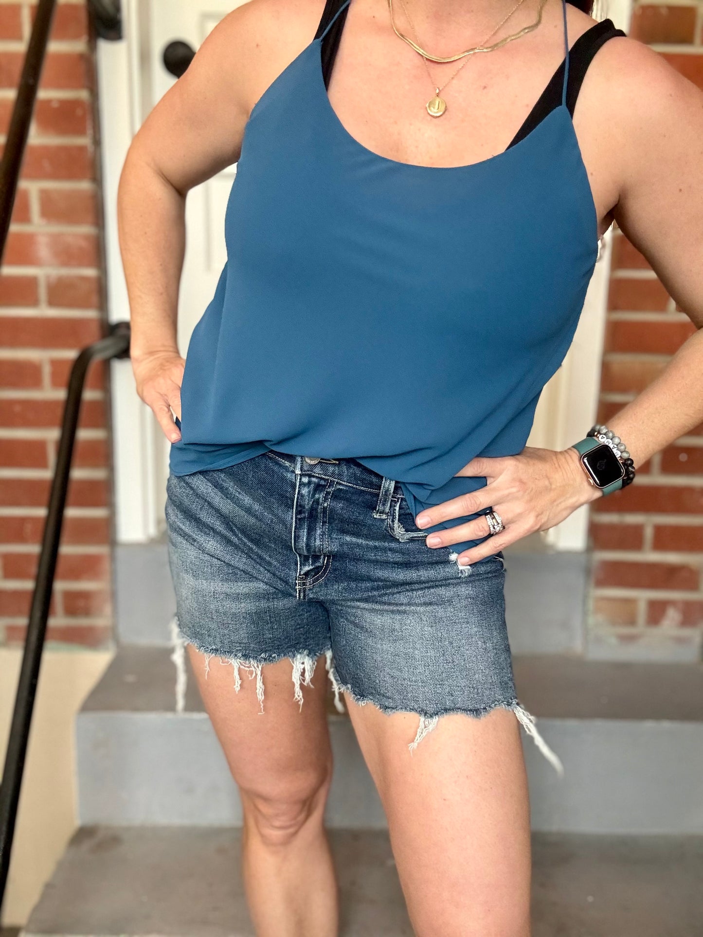High Rise Raw Hem Shorts
