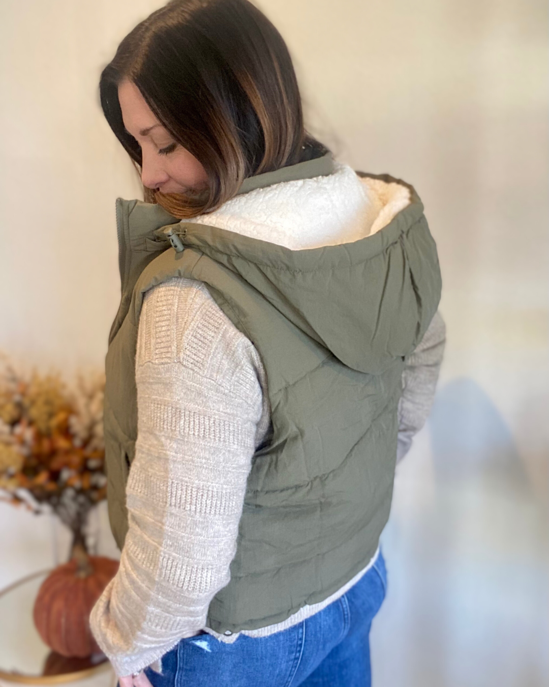 Olive Puffer Vest