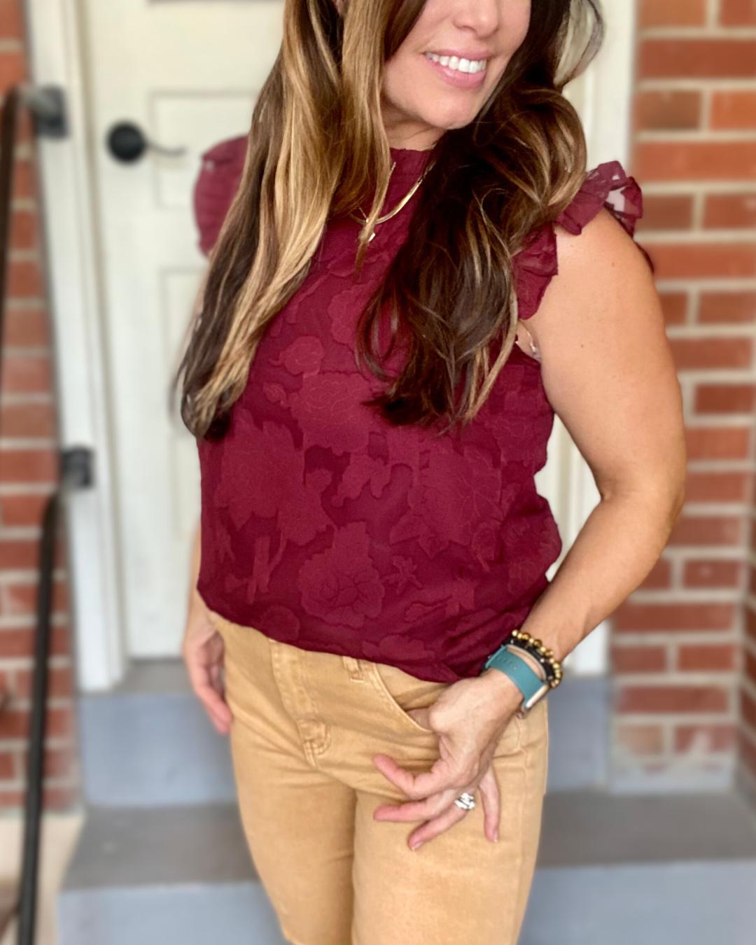 Burgundy Floral Top