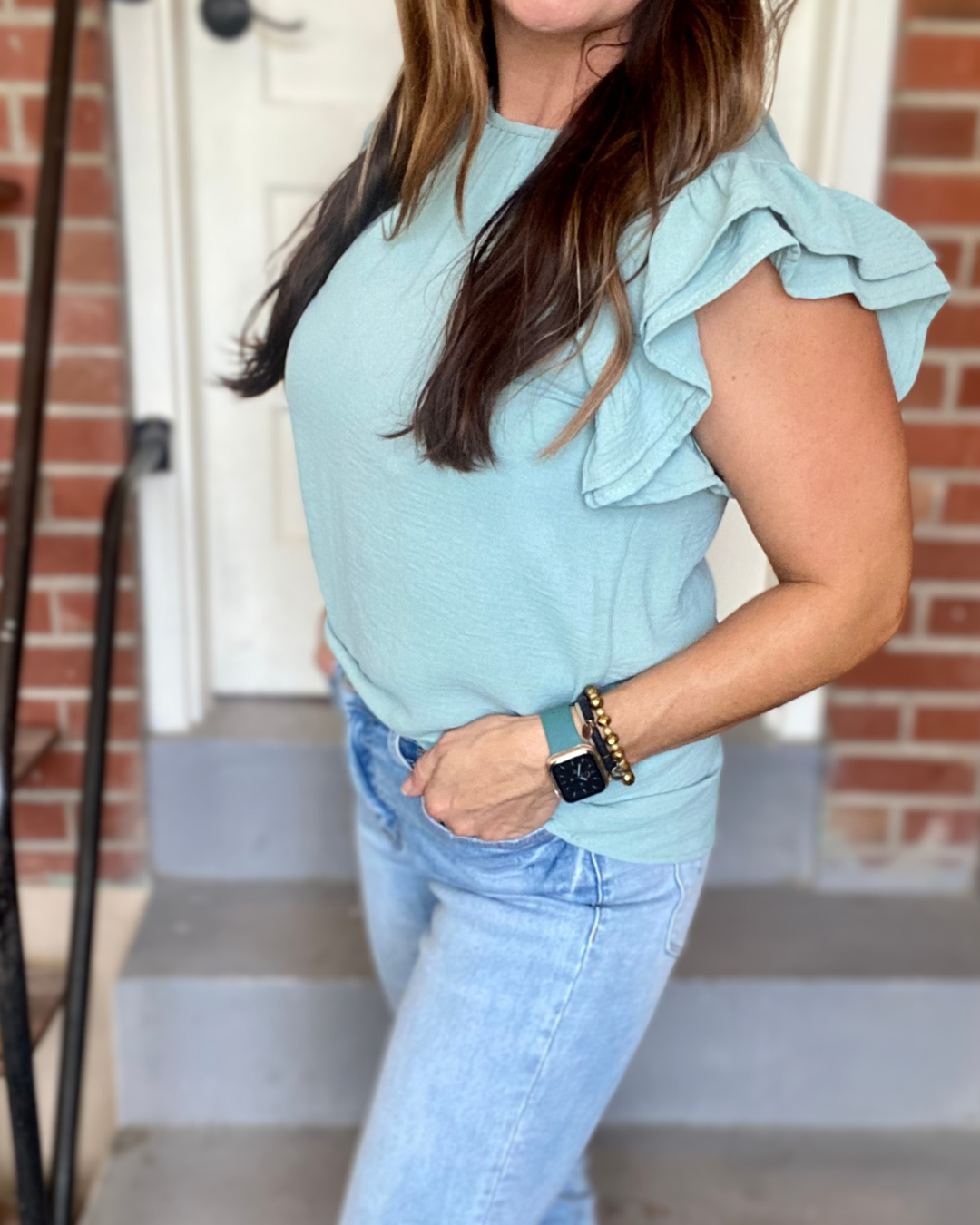 Classic Ruffle Blouse - Aloe