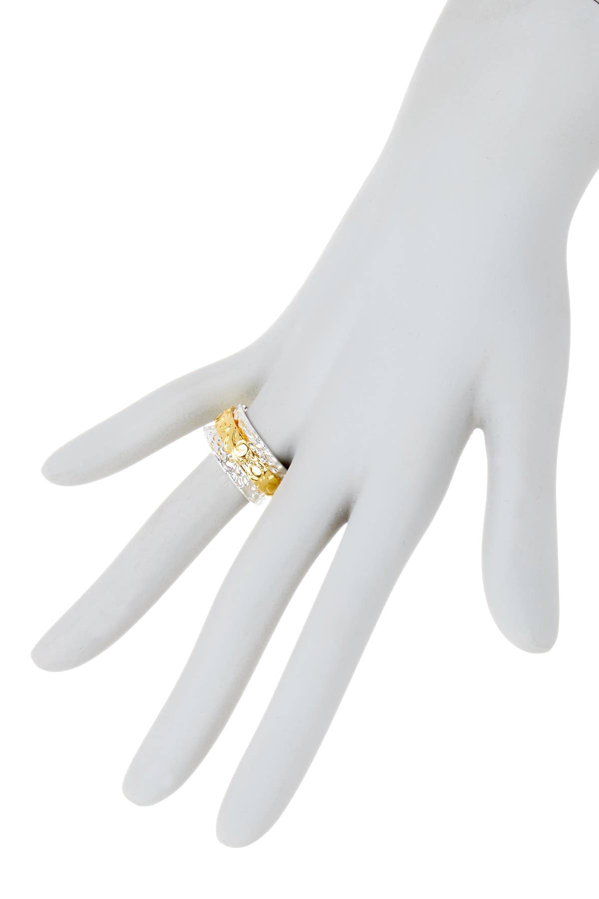 Two Tone Leaf And Vine Spinner Ring - SF