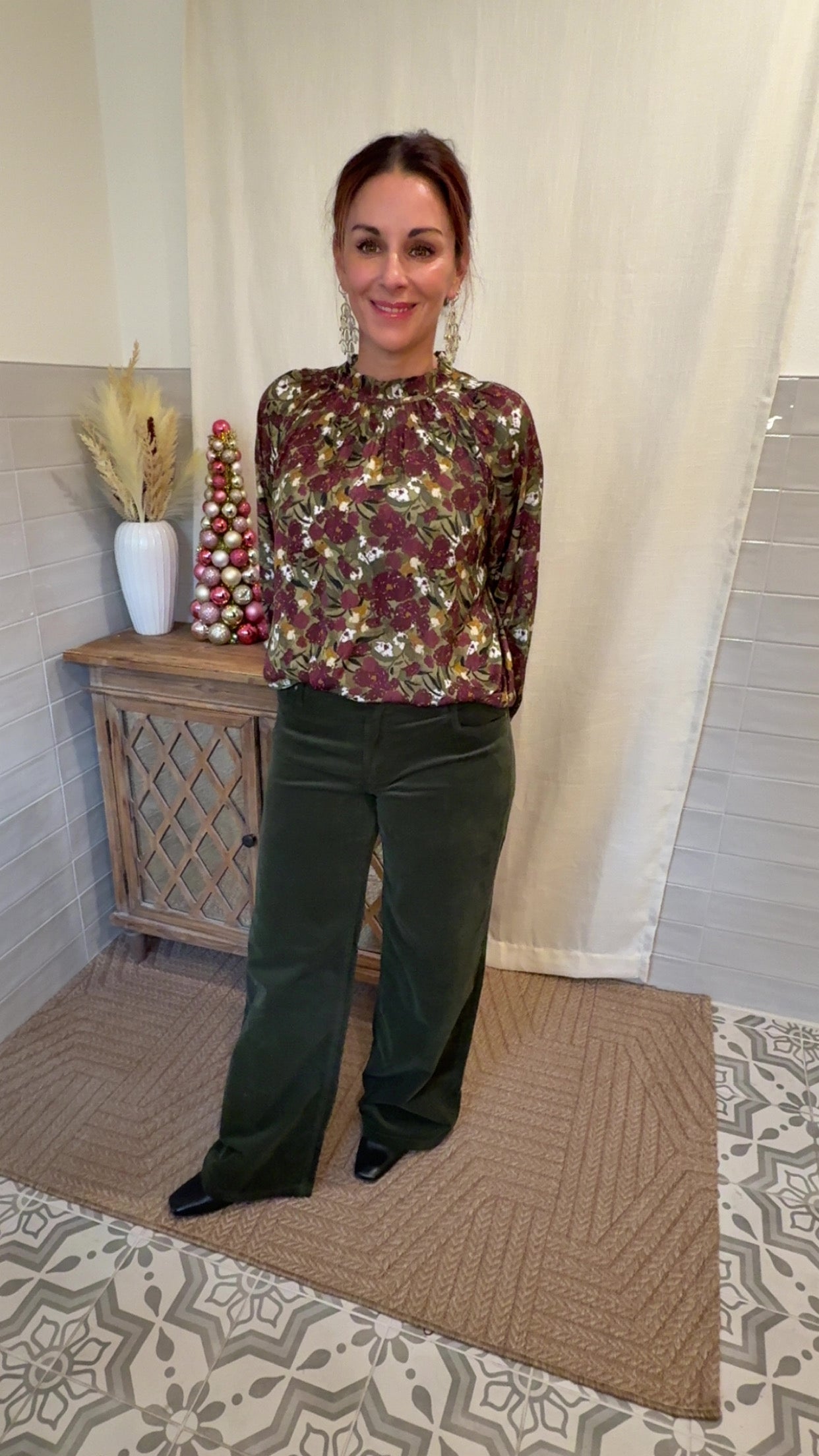 High Rise Corduroy Green Pants - KUT