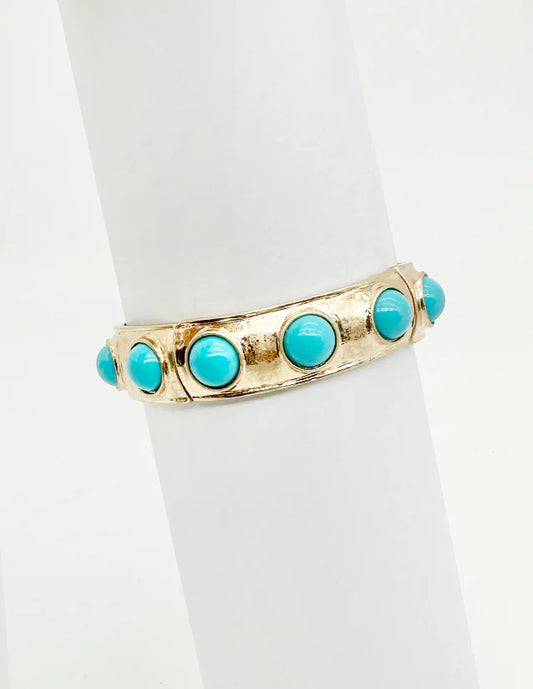 Gold Stretch Turquoise Bracelet