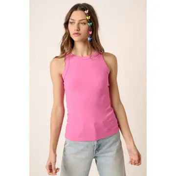 Soft Ribbed Round Neck Tank Tops - Several Colors