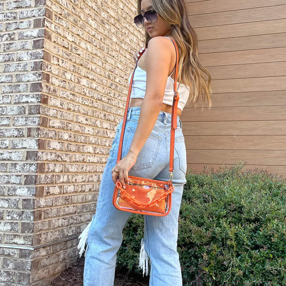 Jessica Clear Crossbody w/ Chain - Navy