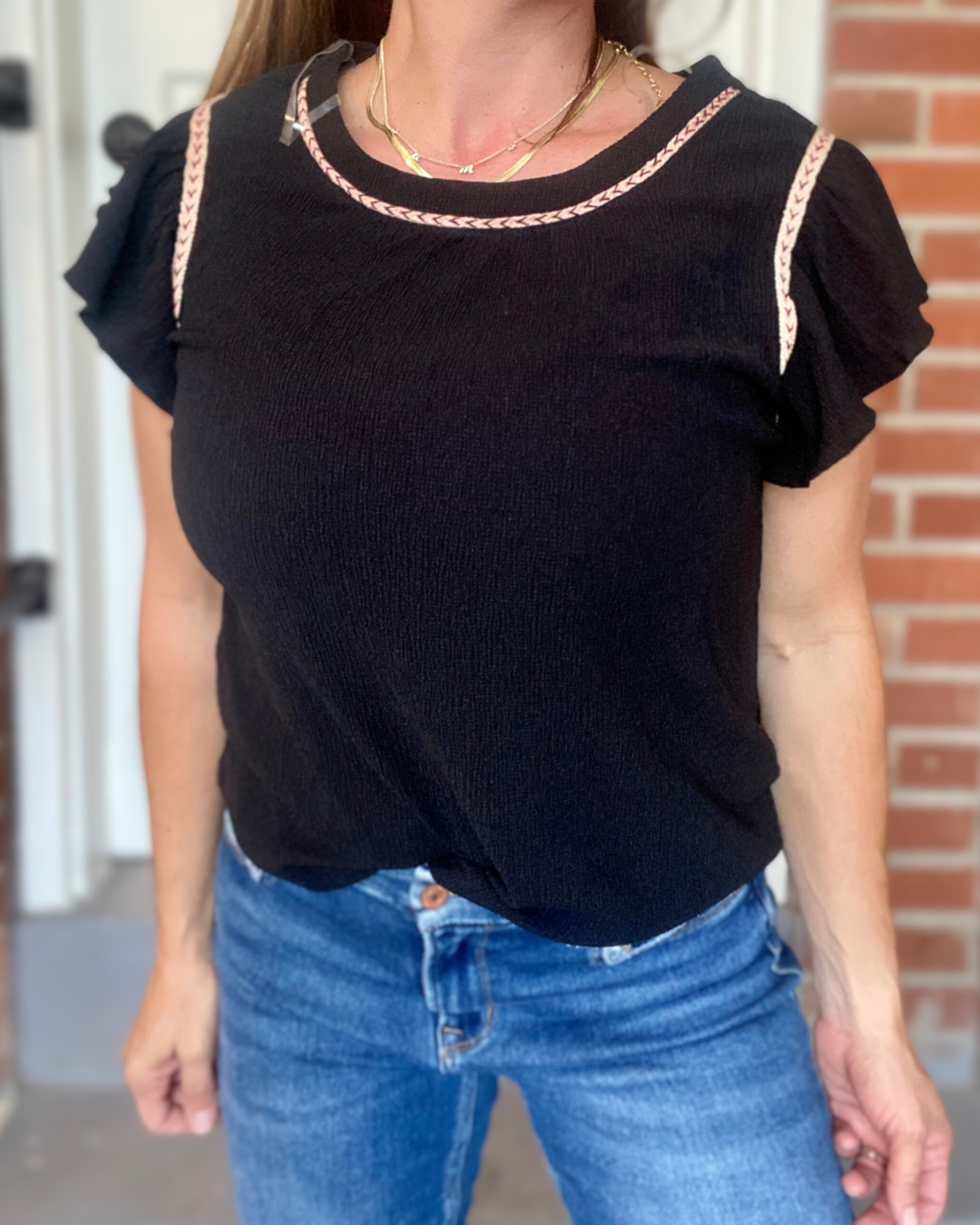 Ruffle Short Sleeve Knit Top