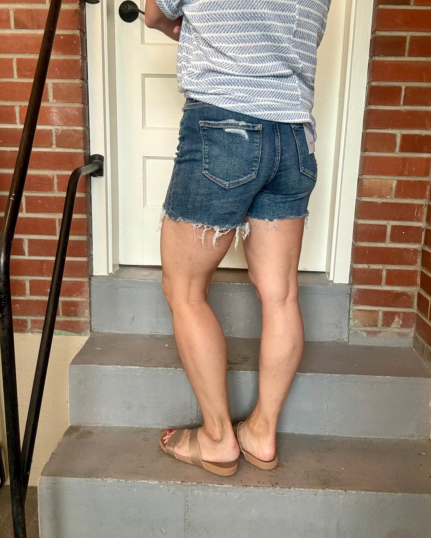 High Rise Raw Hem Shorts
