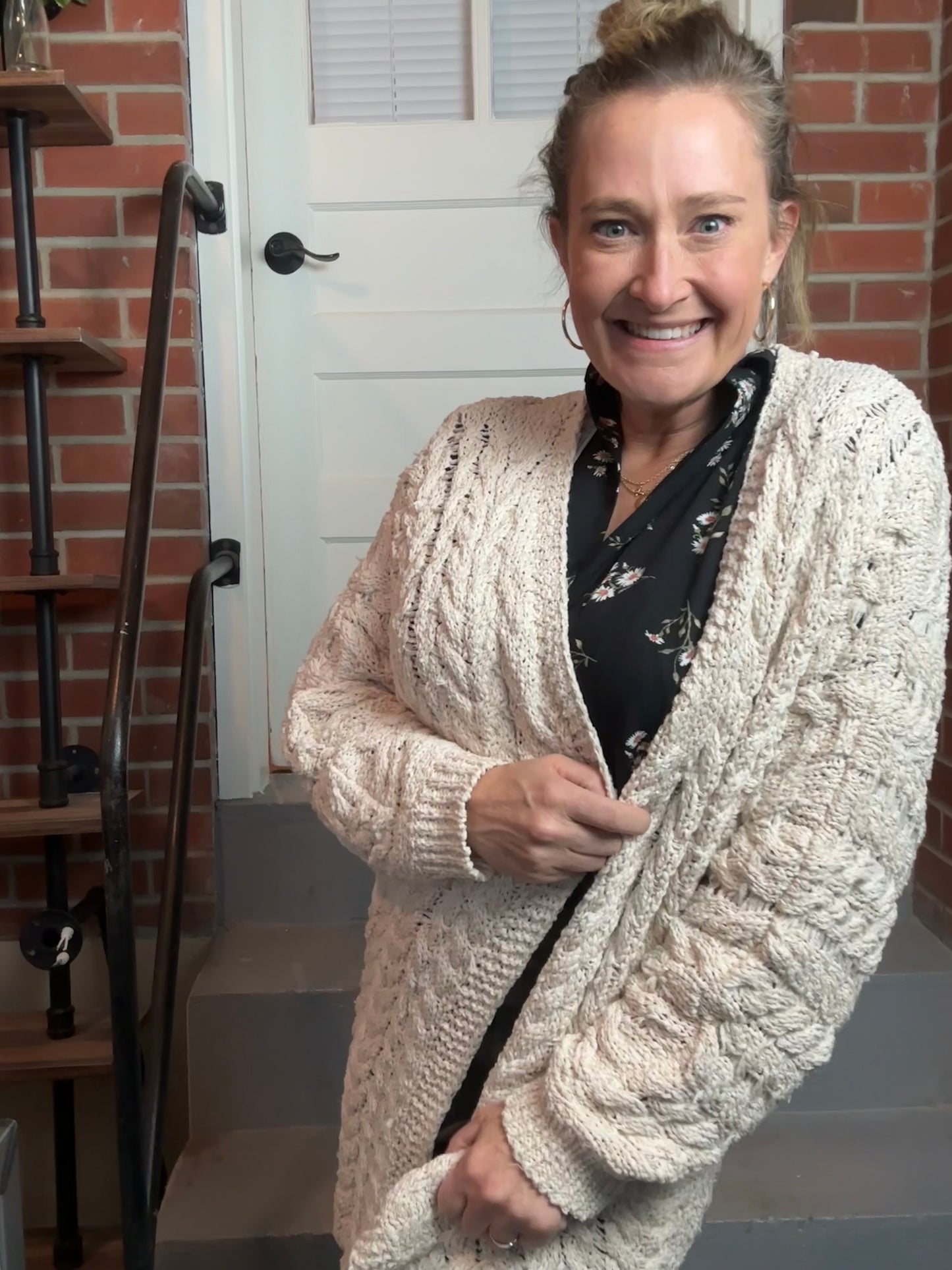 Natural Cable Sweater Cardigan