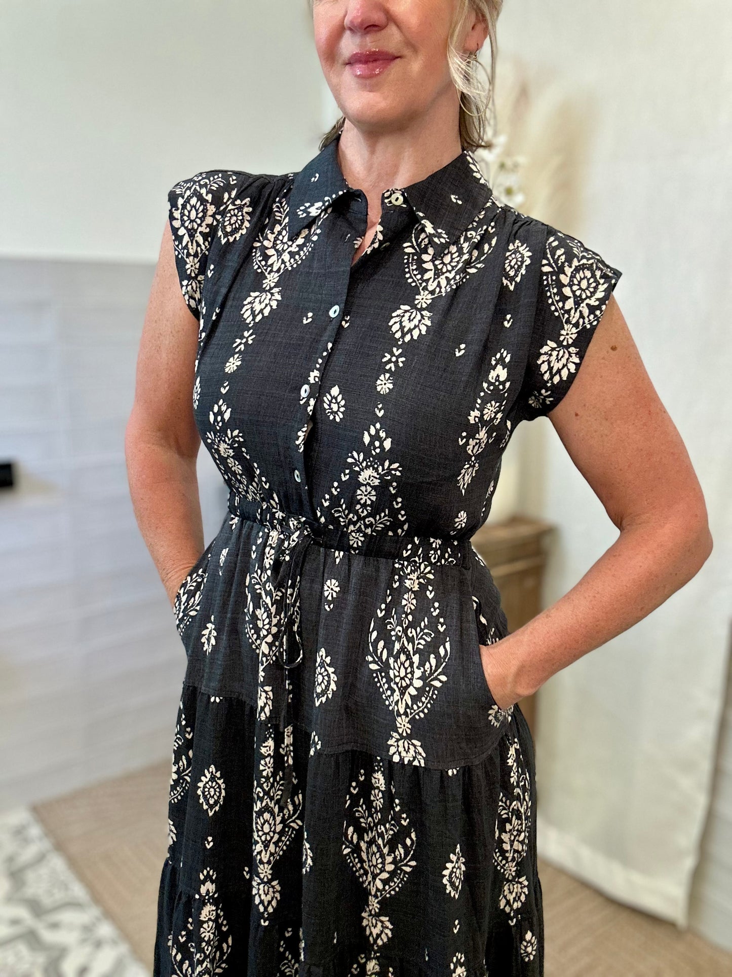 Soft Black Tiered Maxi Dress
