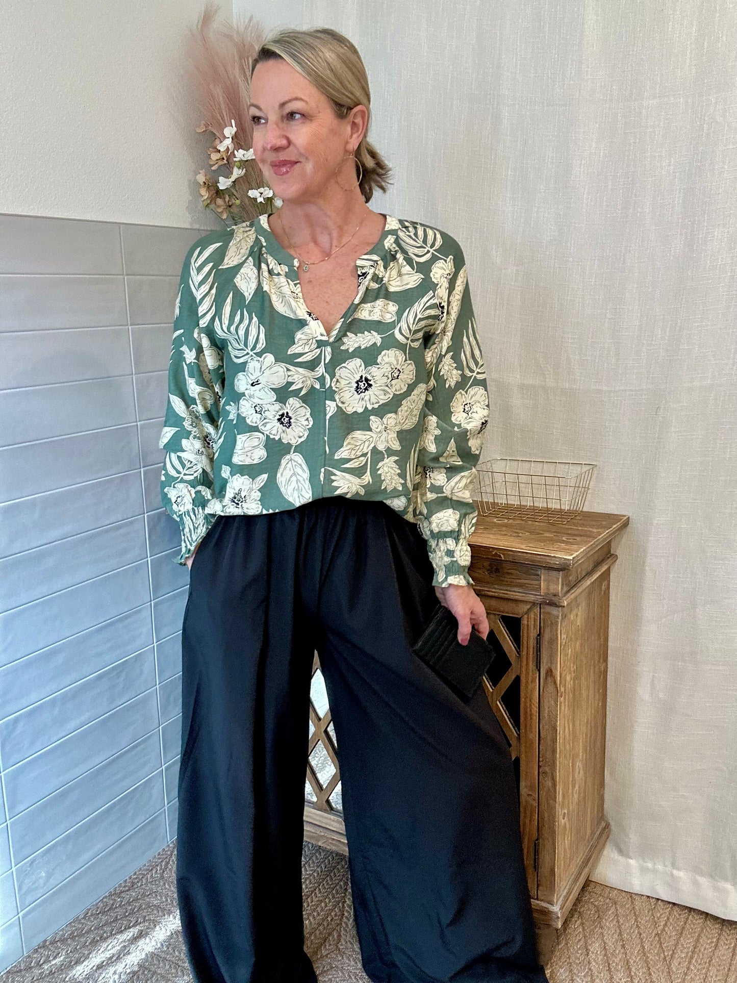 Sage Floral Blouse