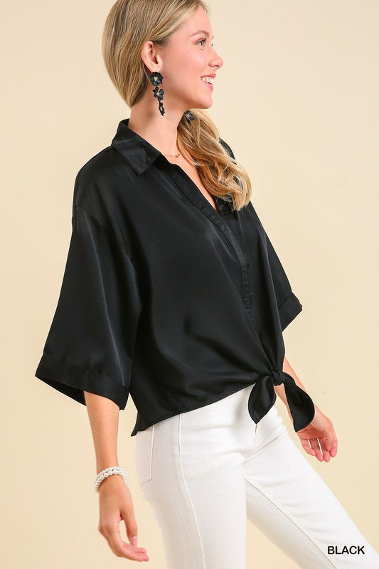 Black Satin Blouse