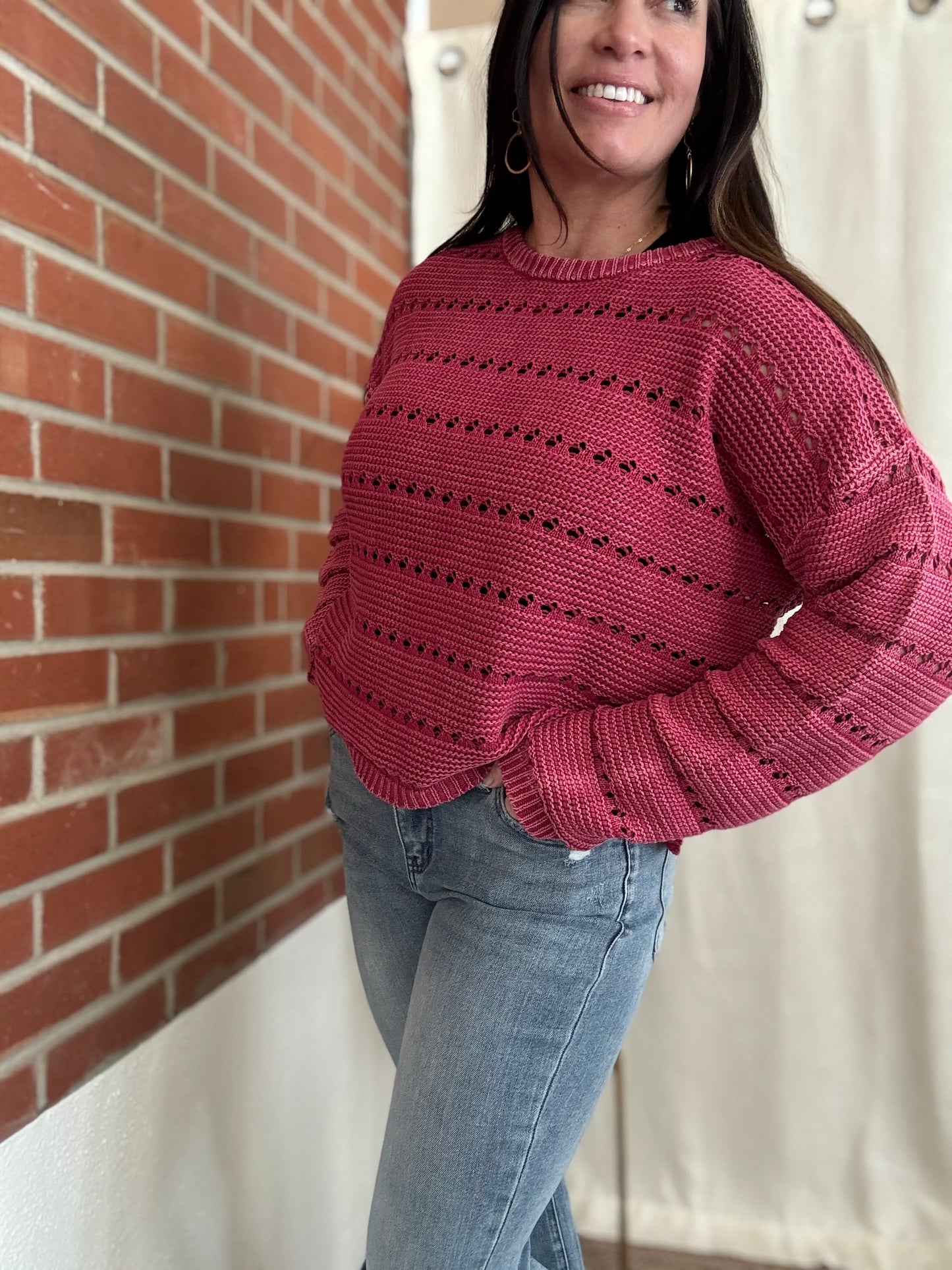 Raspberry Knit Sweater