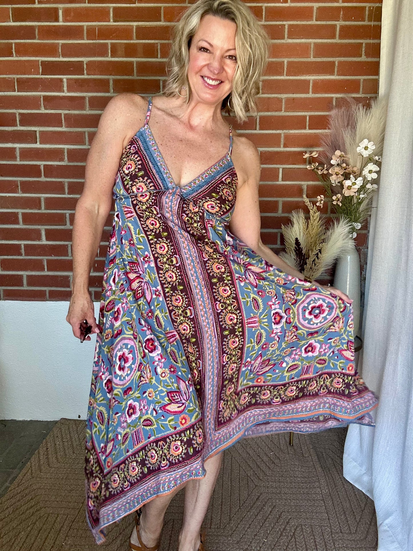 Multi Jagged Midi Dress - Large