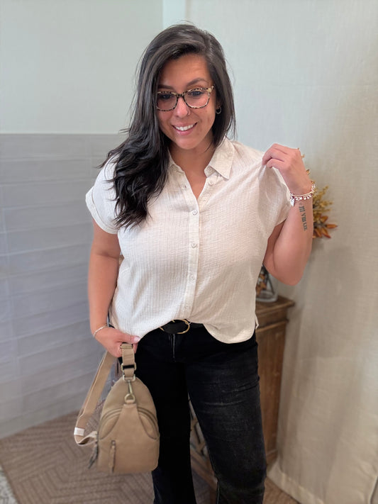 Taupe Striped Blouse