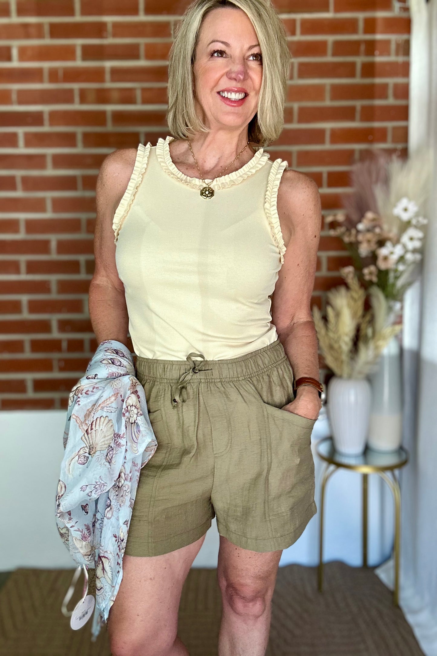 Olive Drawstring Shorts