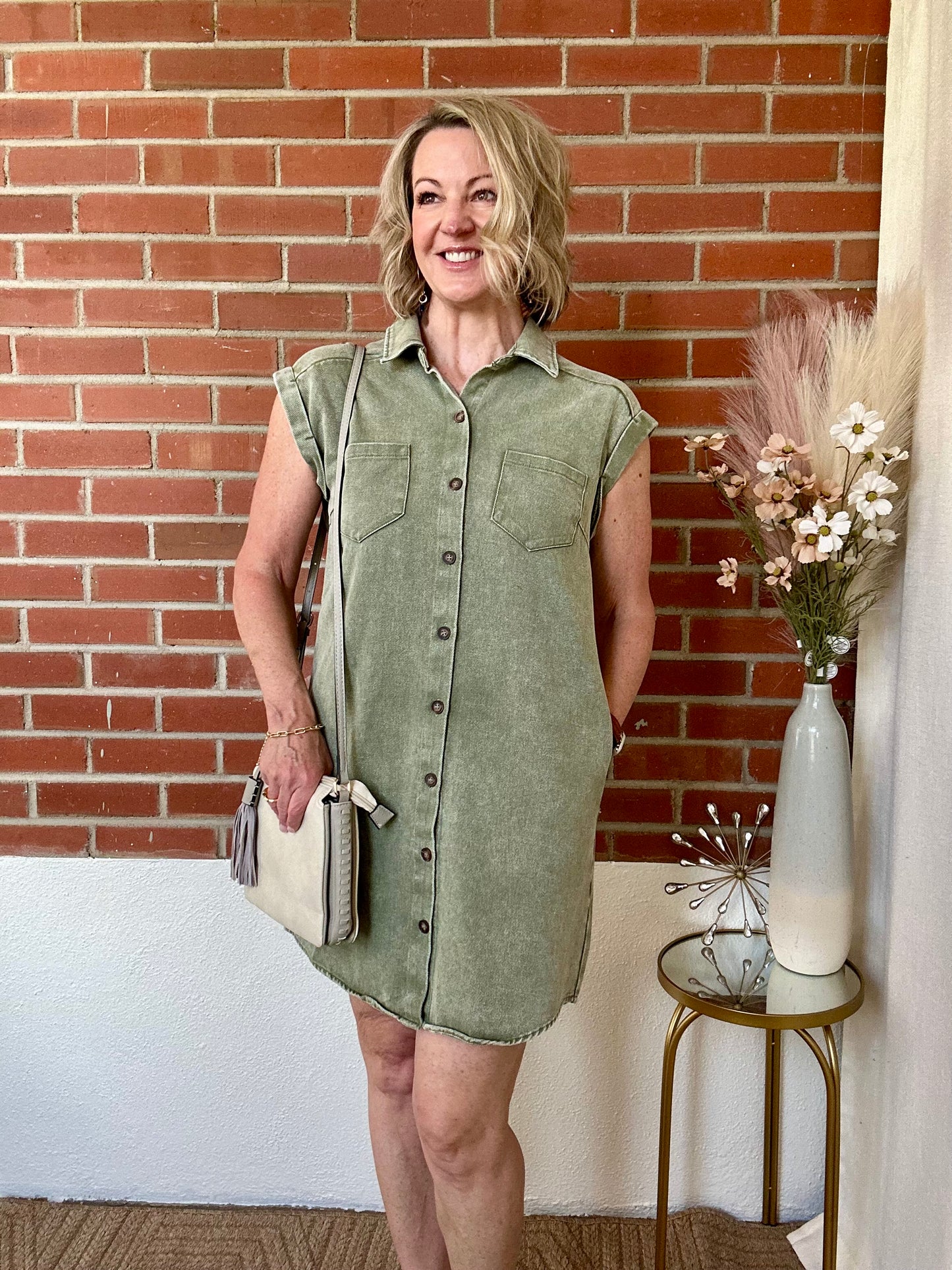 Olive Denim Dress