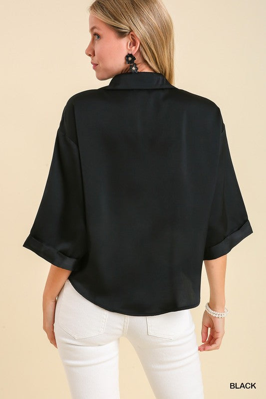 Black Satin Blouse