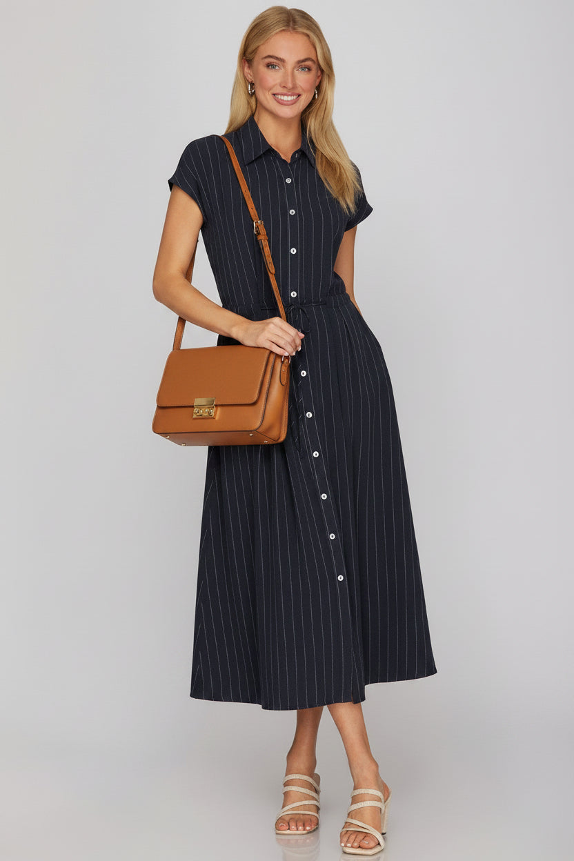 Navy Stripe Dress - Large