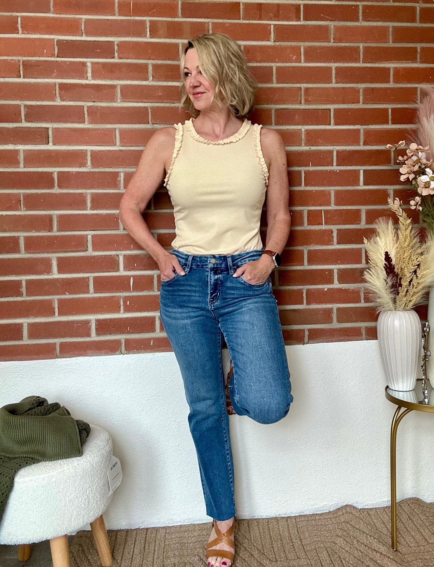 Alexia Mid Rise Slim Straight Jeans
