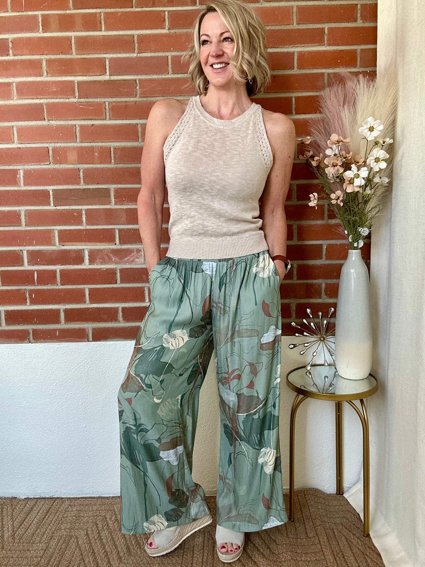 Sage Wide Printed Pants