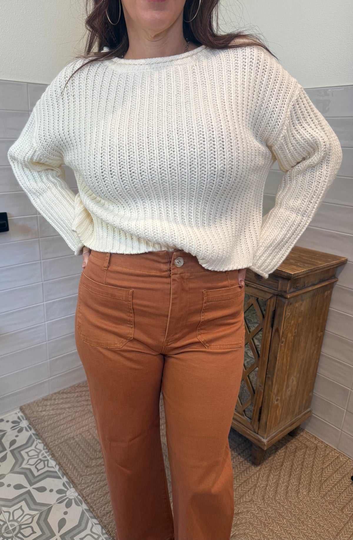 Washed Stretch Pants - Cinnamon