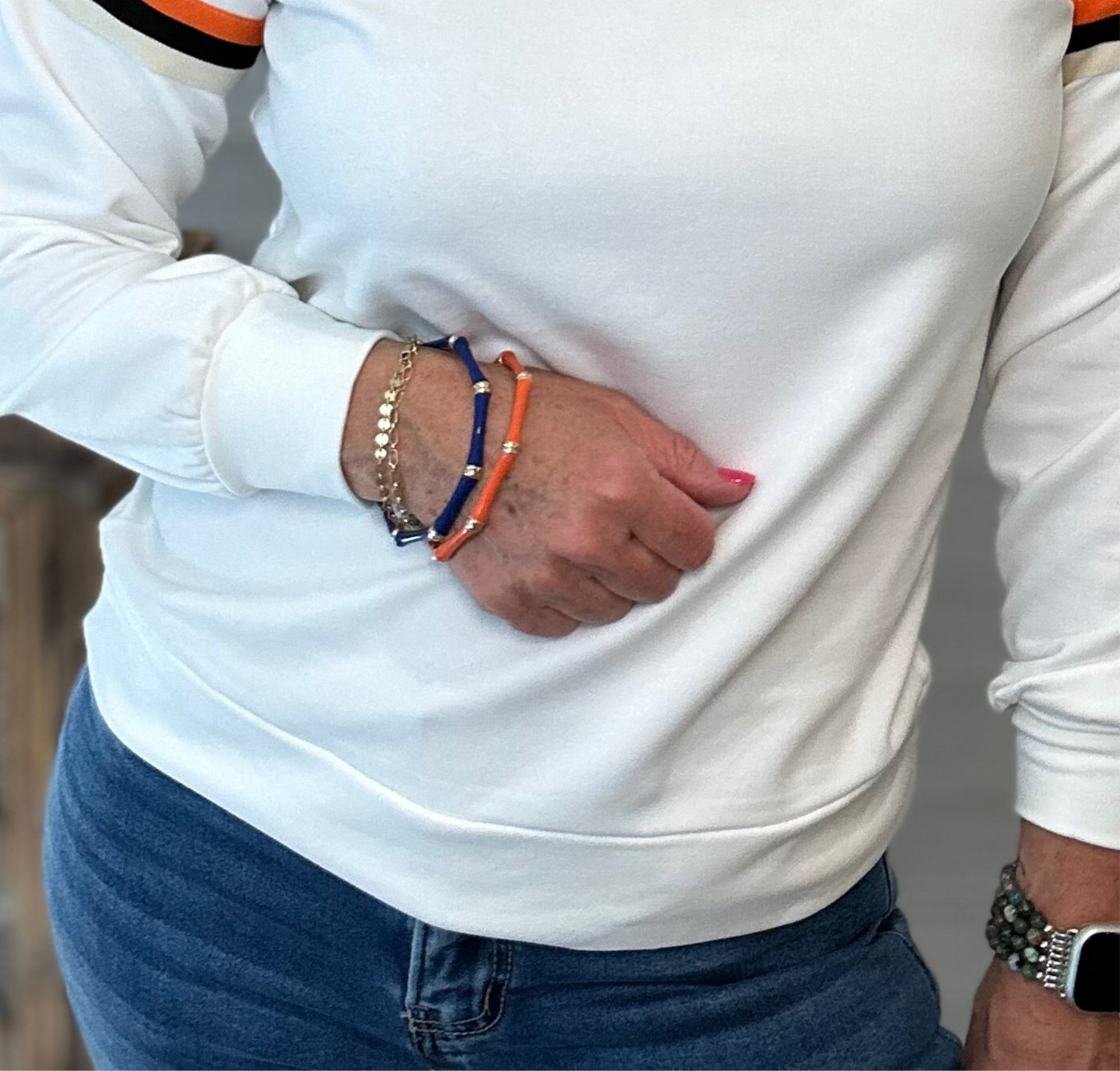 Navy Bamboo Bracelet