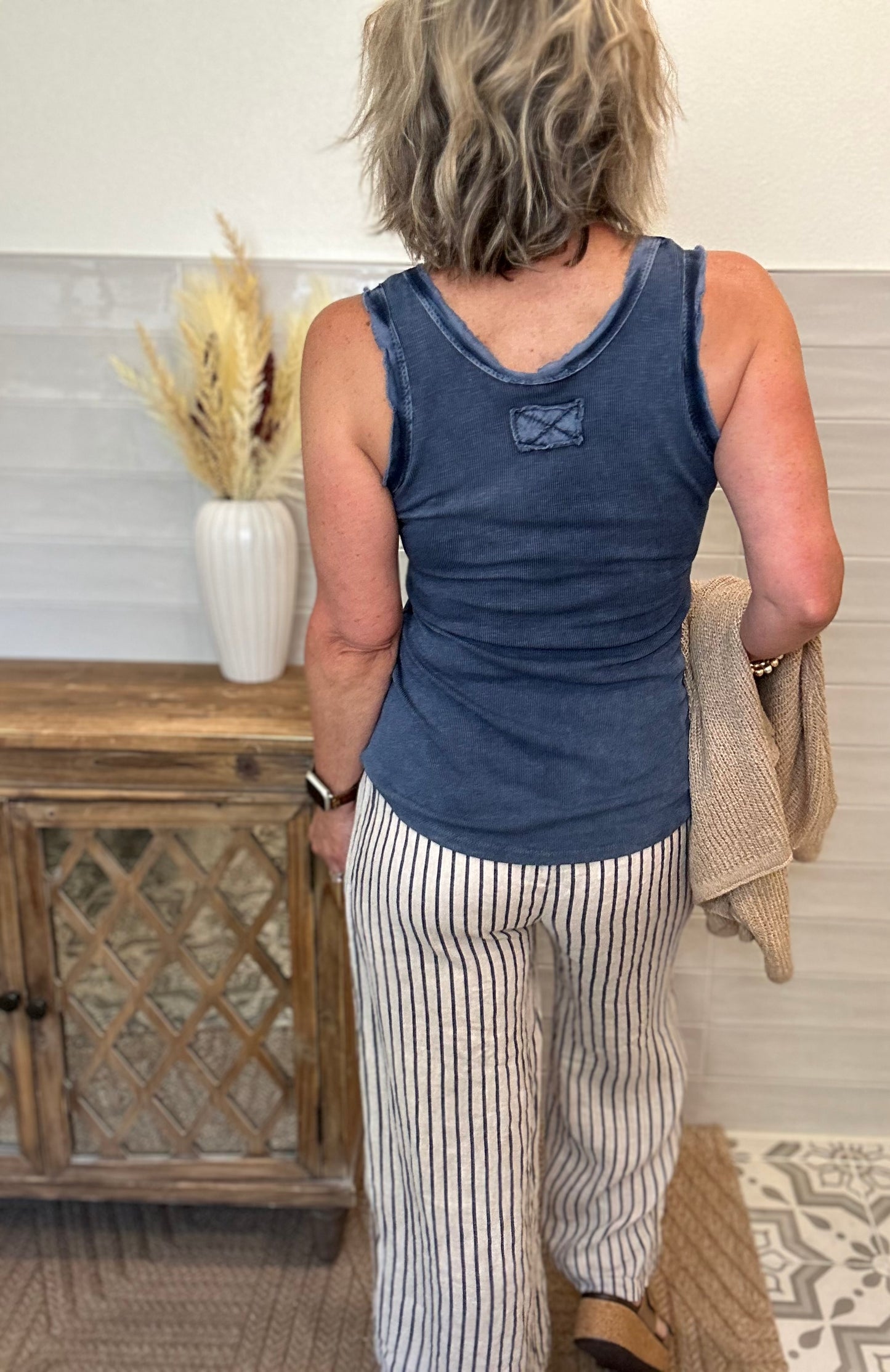 Cotton Tank with Raw Edges