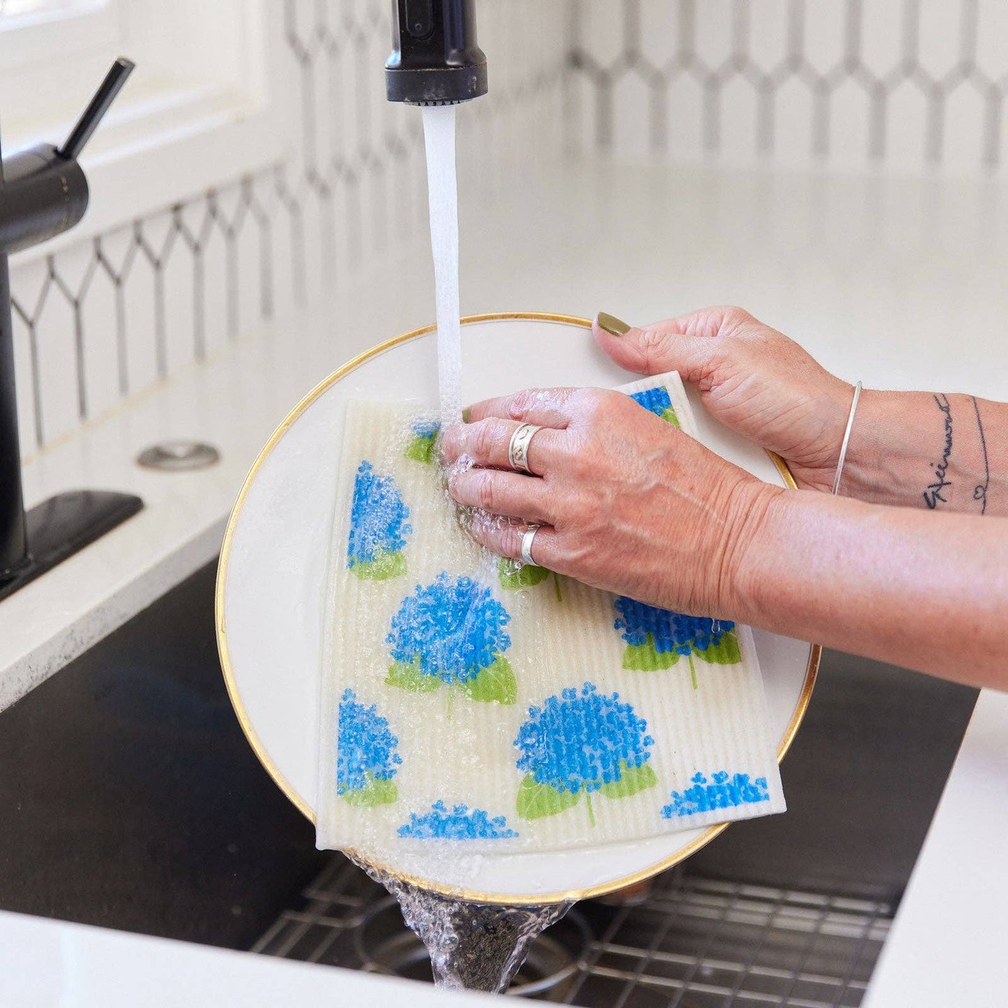 Reusable Sponge-Cloth - Hydrangea - Set of 2