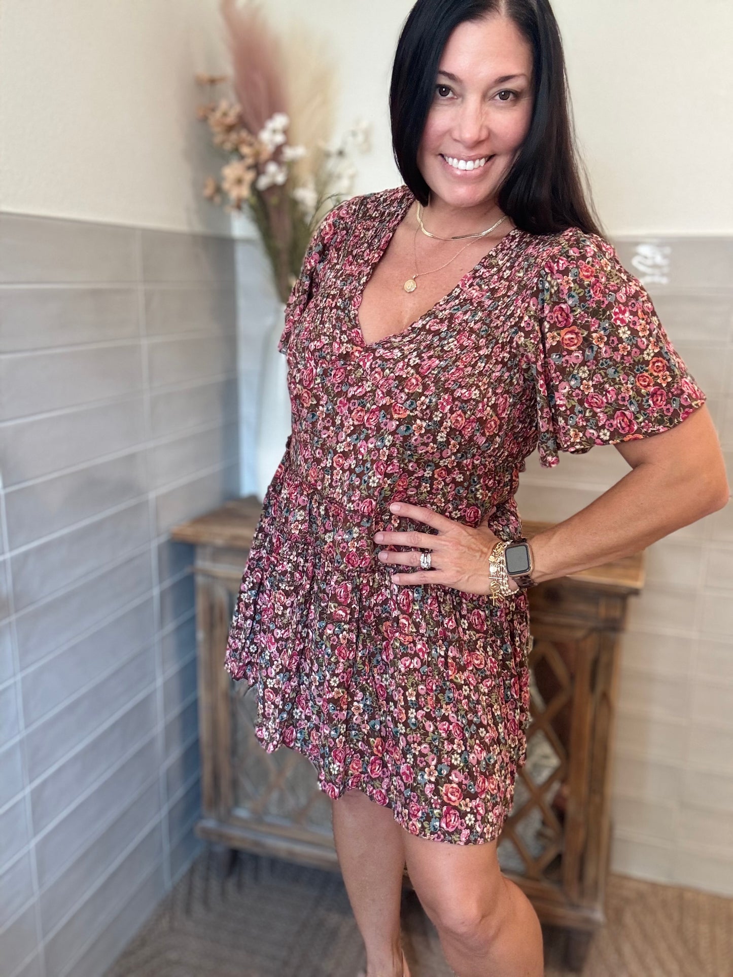 Brown Smocked Dress