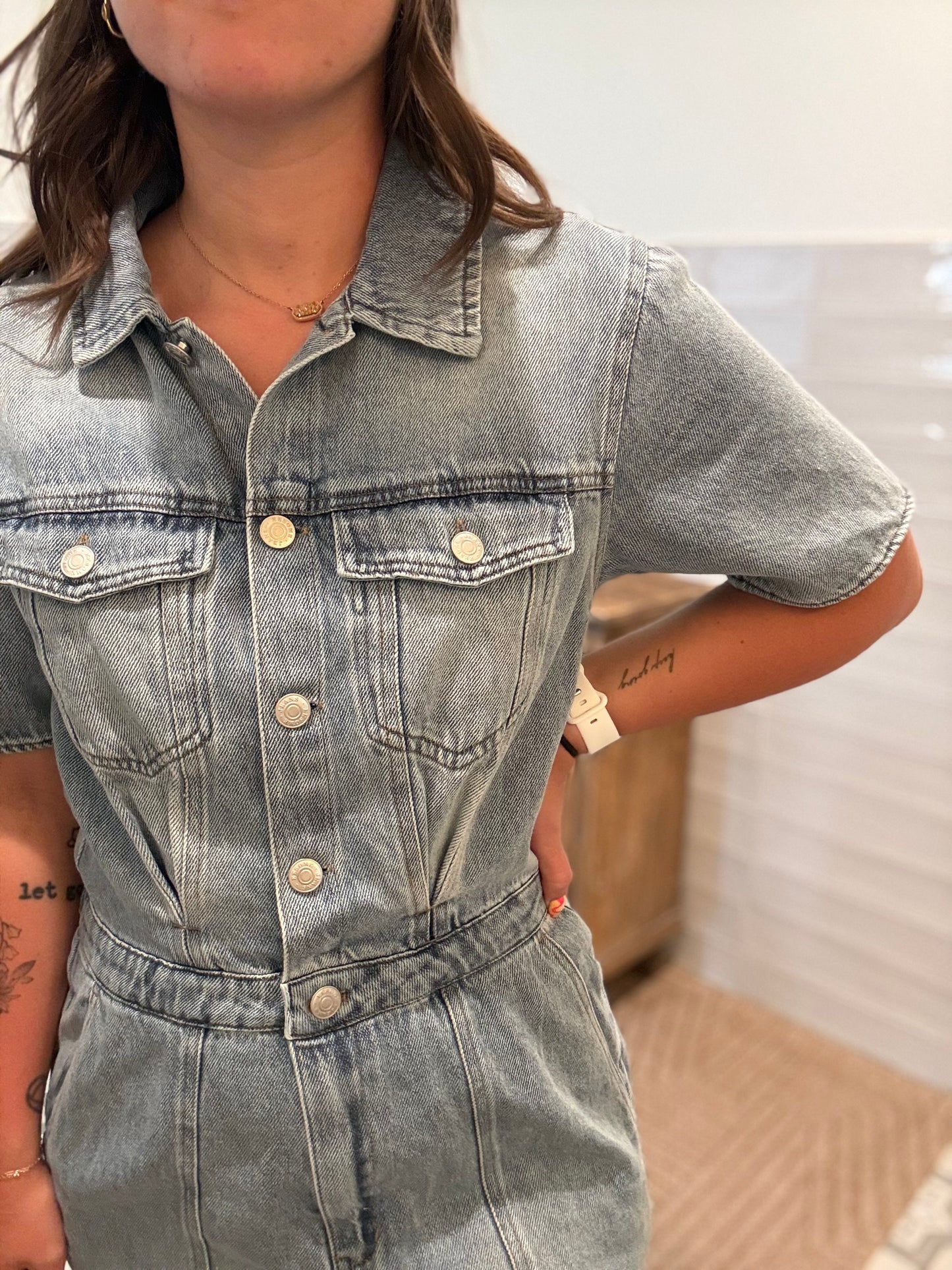 Denim Button Down Mini Dress