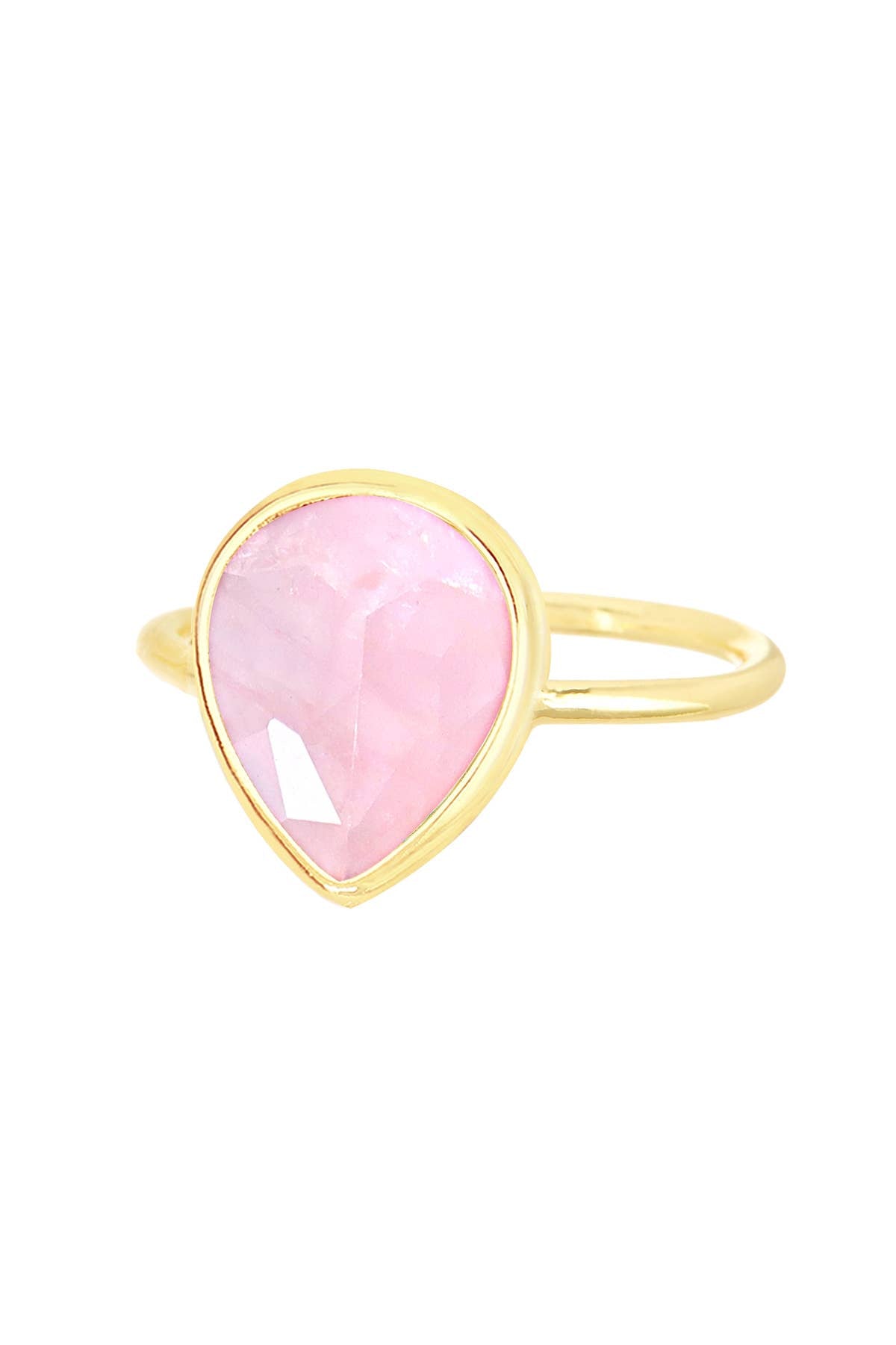 Rose Quartz Teardrop Ring