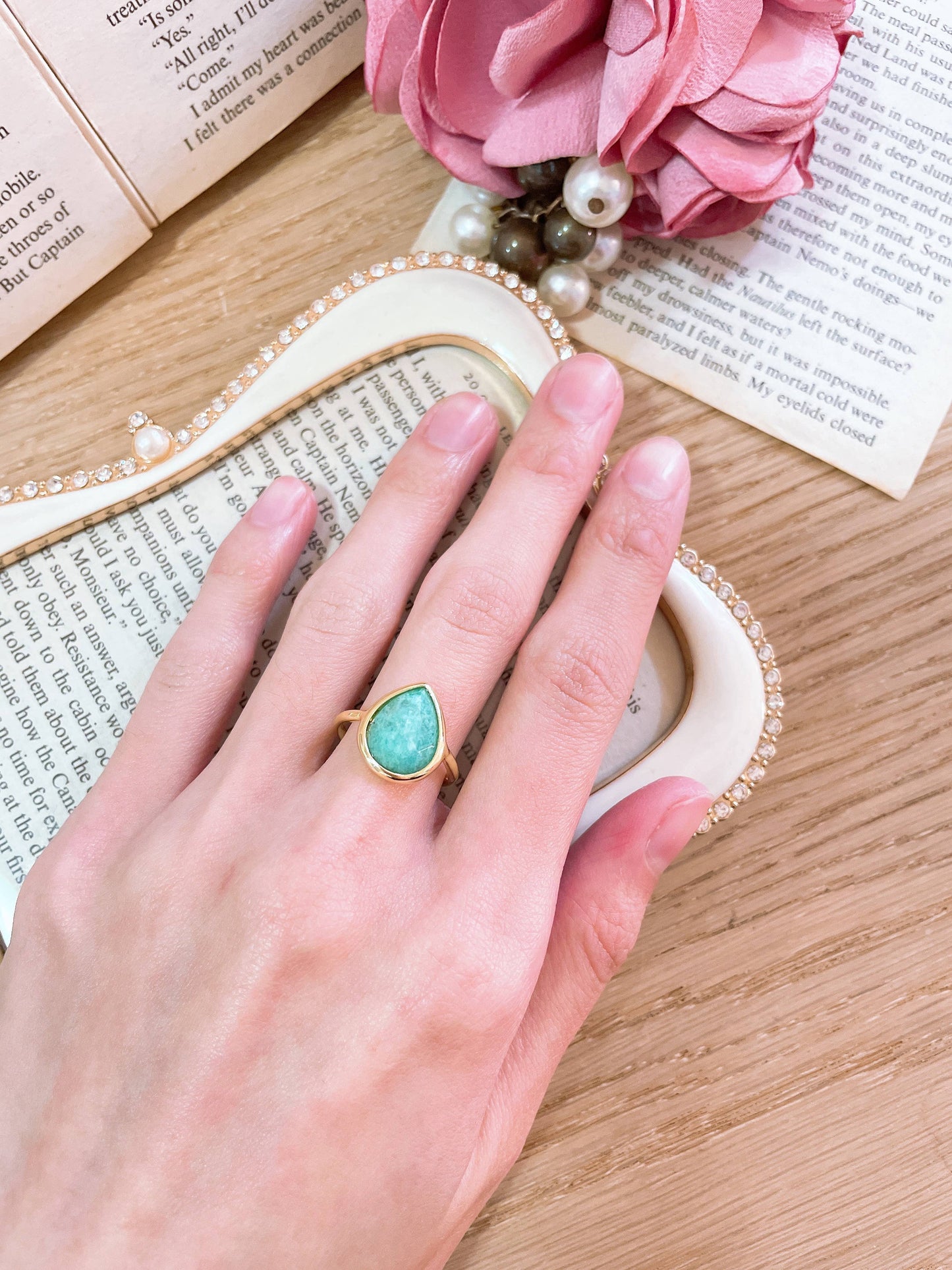 Amazonite Teardrop Ring
