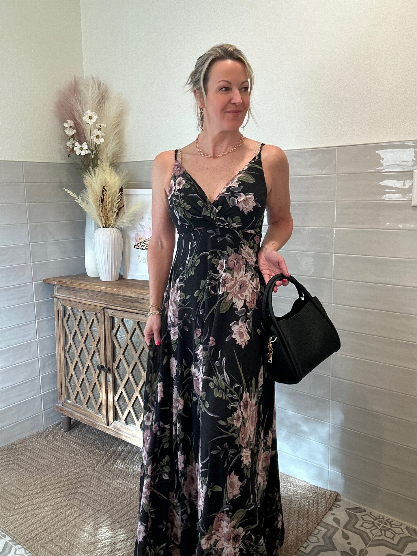 Black Floral Maxi Dress