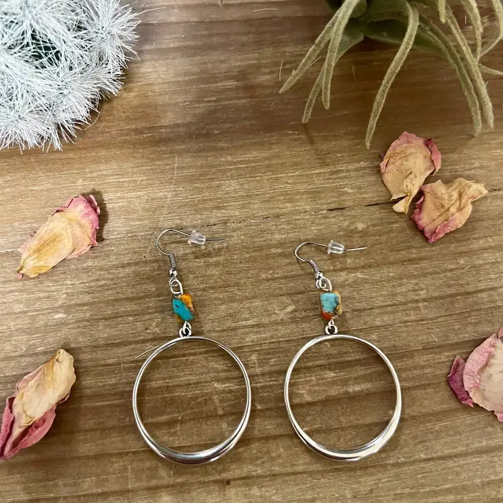 Silver and Turquoise Bead Earrings