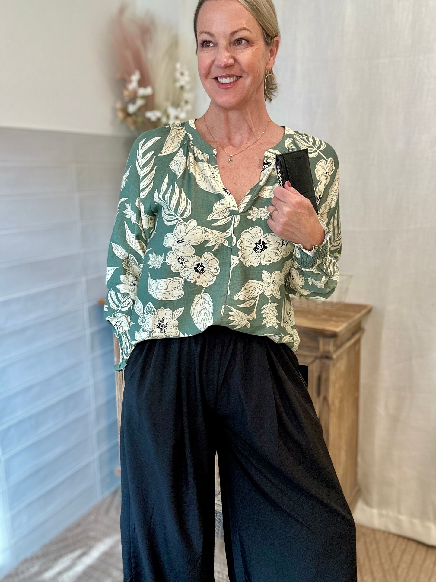 Sage Floral Blouse