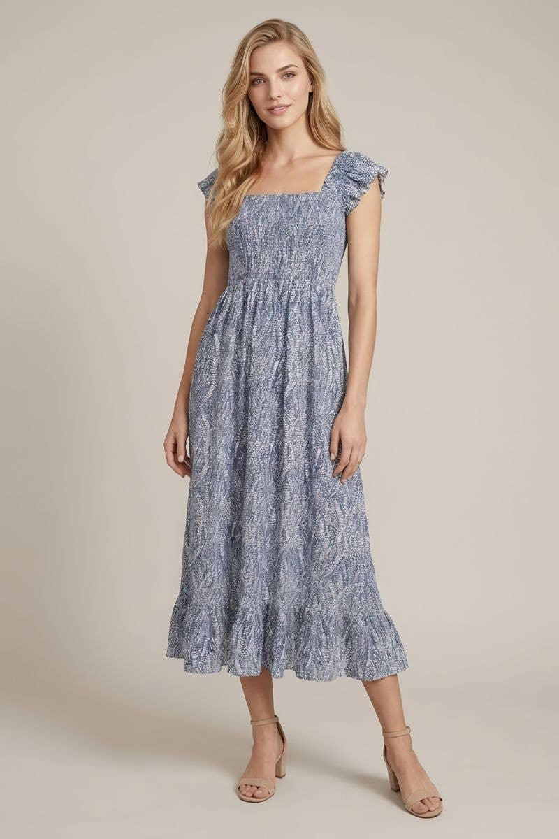 Abstract Sleeve Midi Dress