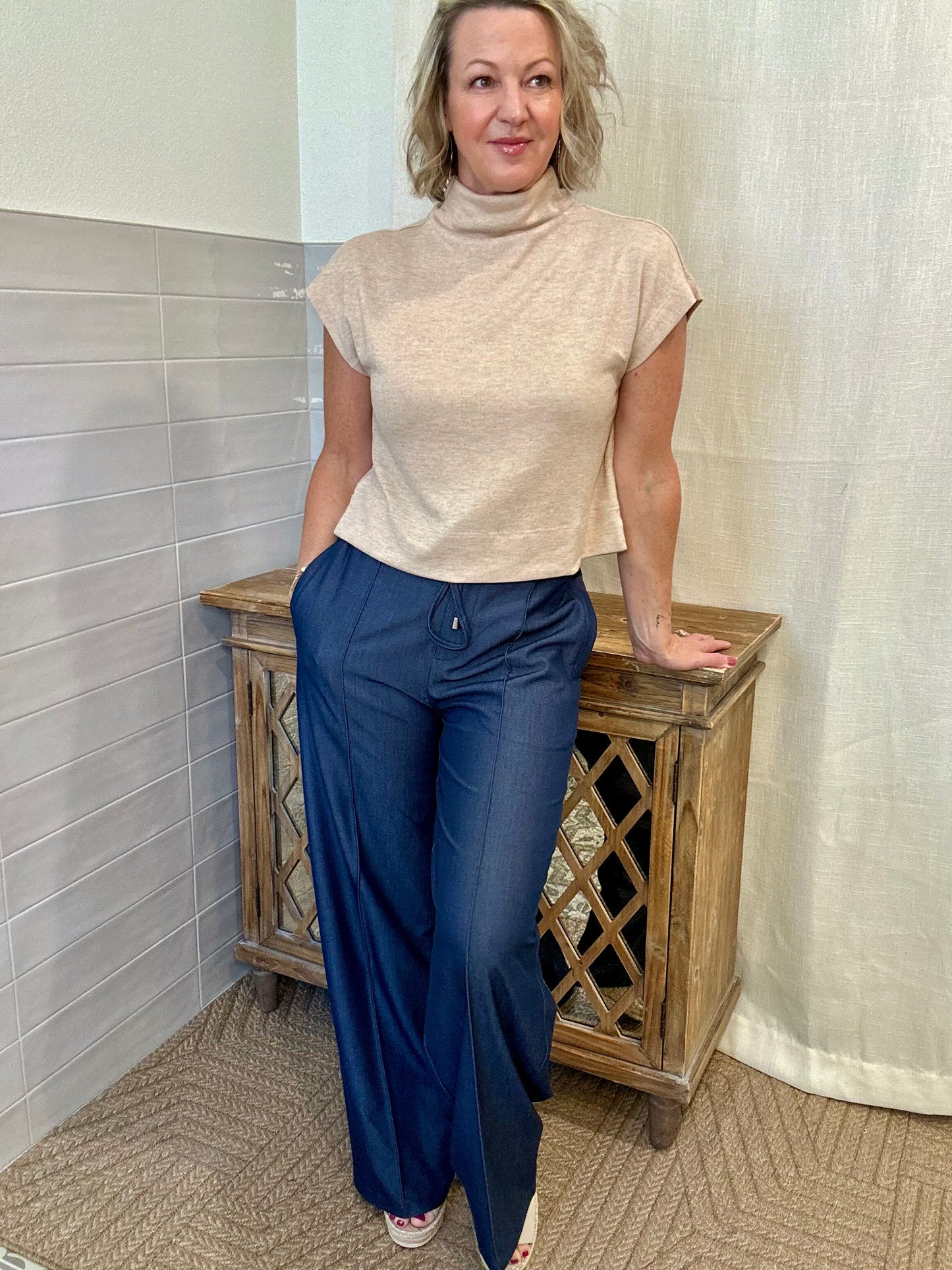 Pin Tuck Wide Leg Pants