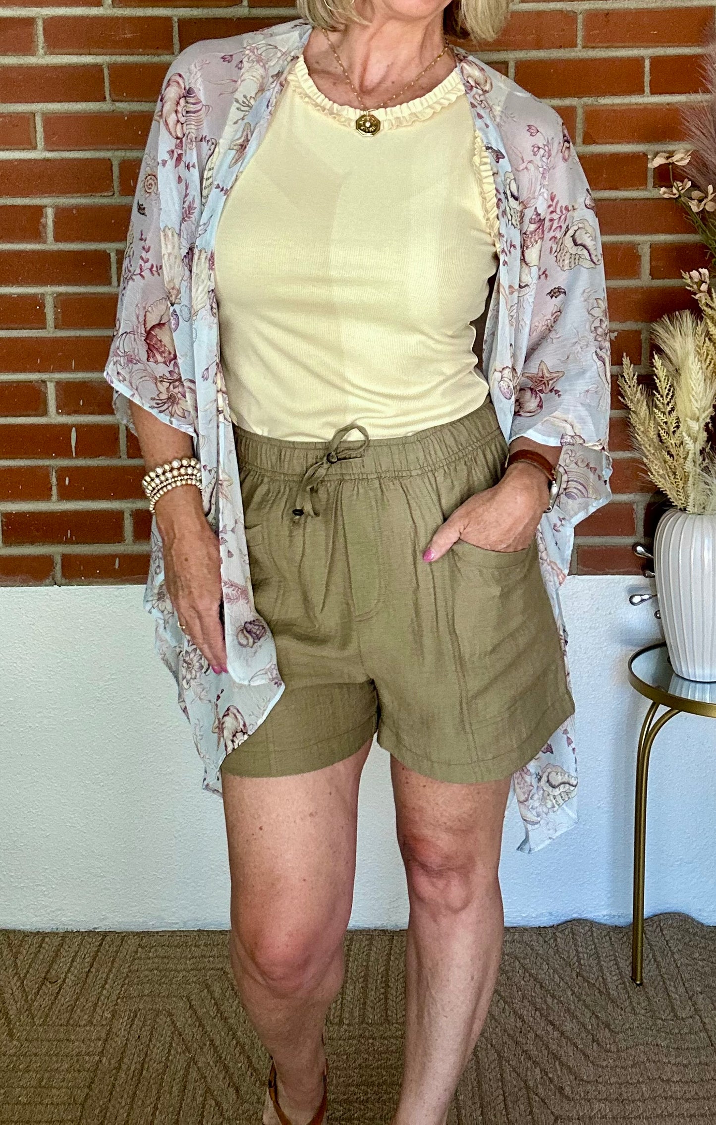 Olive Drawstring Shorts