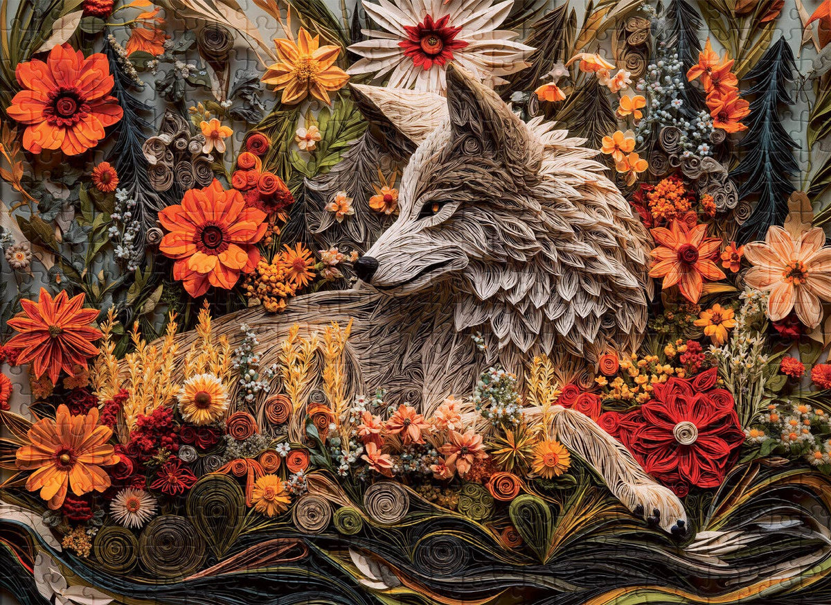 Wildflower Wolf Puzzle - 500 Piece